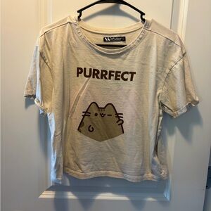 Pusheen Cream Cat Tee with Brown Print